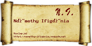 Némethy Ifigénia névjegykártya